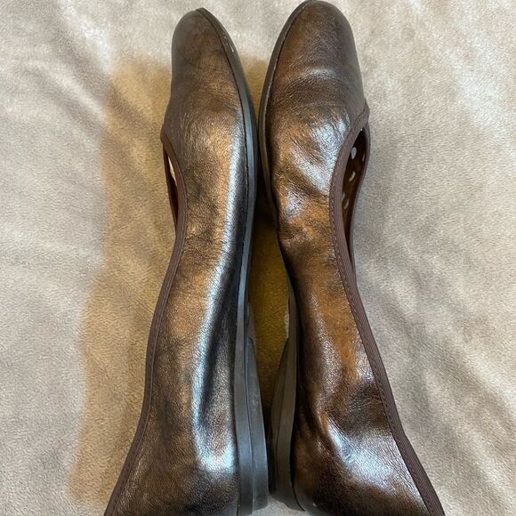 Vintage Sesto Meucci Bronze Metallic Leather Flats Women Size 9 - Picture 5 of 8
